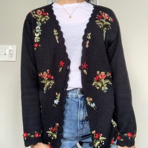 Vintage Flower Button Sweater